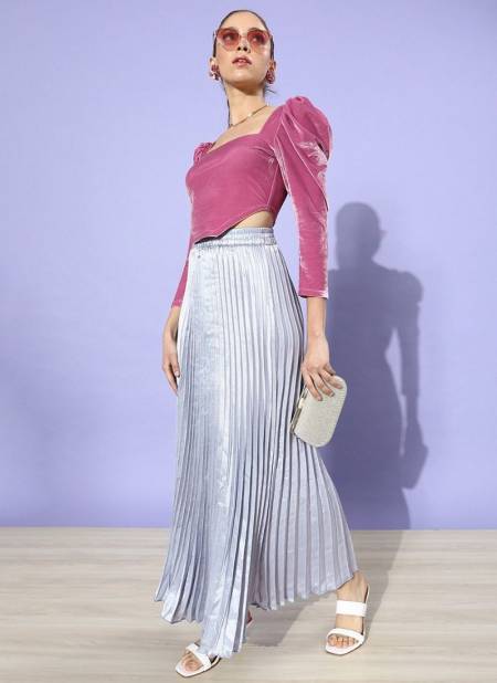 Gray Colour Divya Nayka Solid Soft Satin Fancy Skirt Collection DF-NYKAA-1